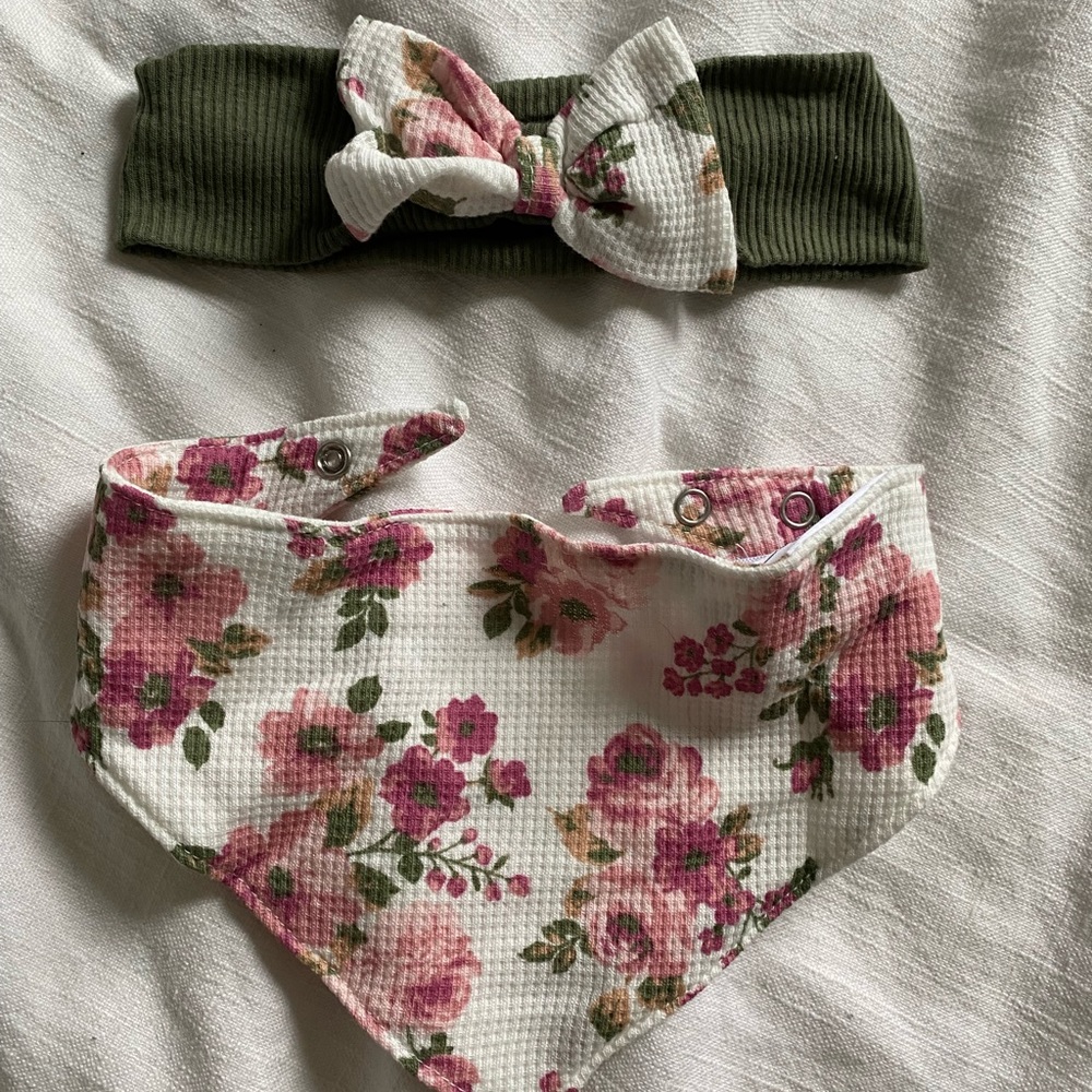 Nicole Miller Baby Girl Headband And Bib Set